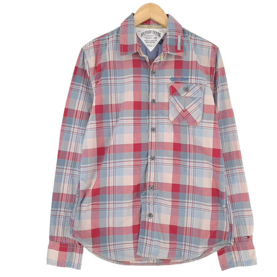 Tommy Hilfiger Vintage chemise homme boutonnée en coton à carreaux décontracté quotidien taille M