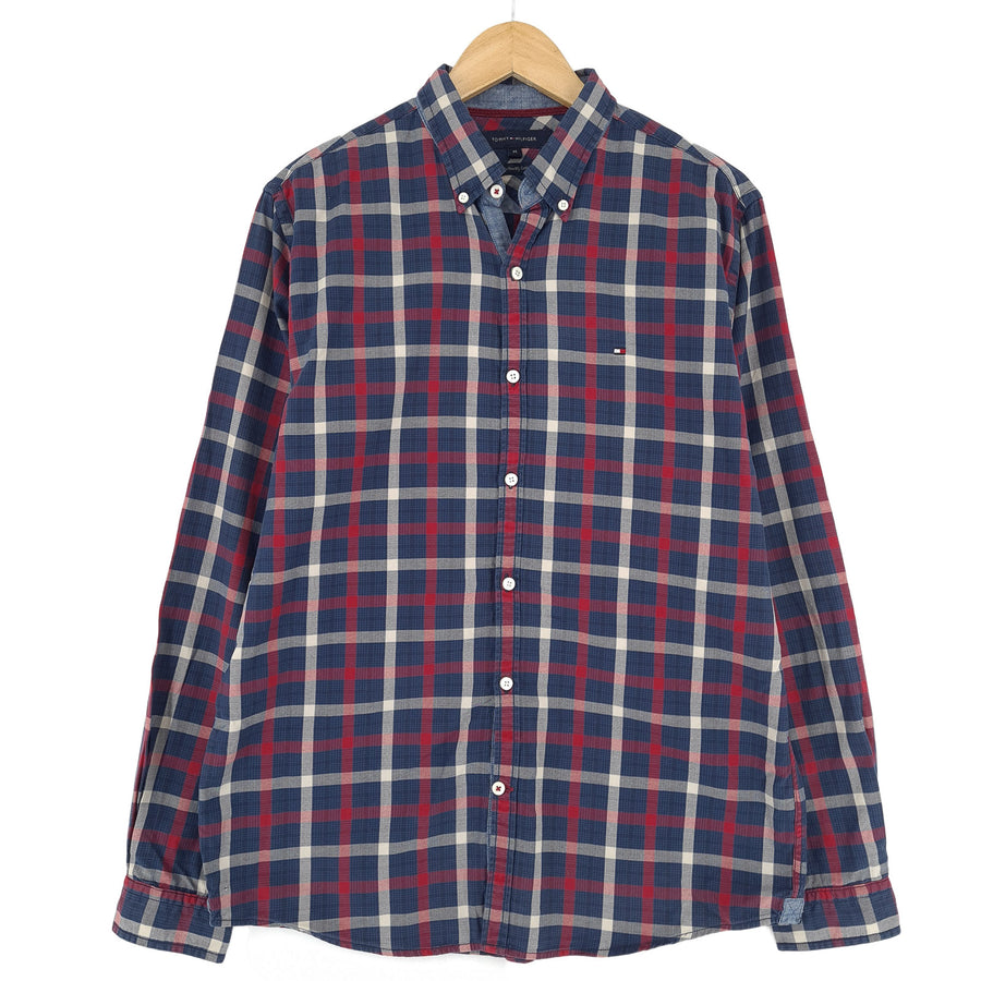 Tommy Hilfiger Vintage chemise homme boutonnée en coton à carreaux décontracté quotidien taille M