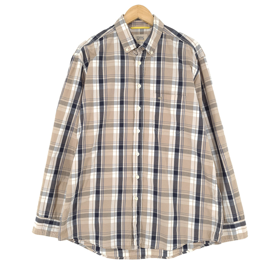 Camel Active Vintage chemise homme boutonnée en coton à carreaux décontracté quotidien taille L