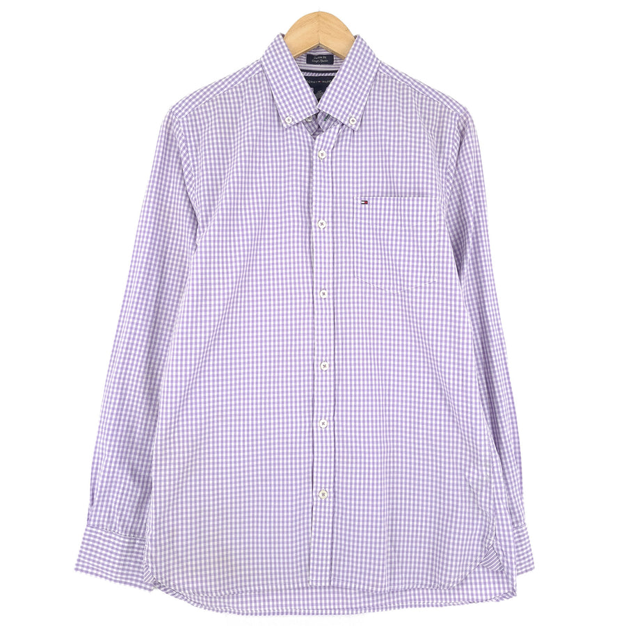 Tommy Hilfiger Vintage chemise homme violet coton à carreaux boutonné coupe slim taille S