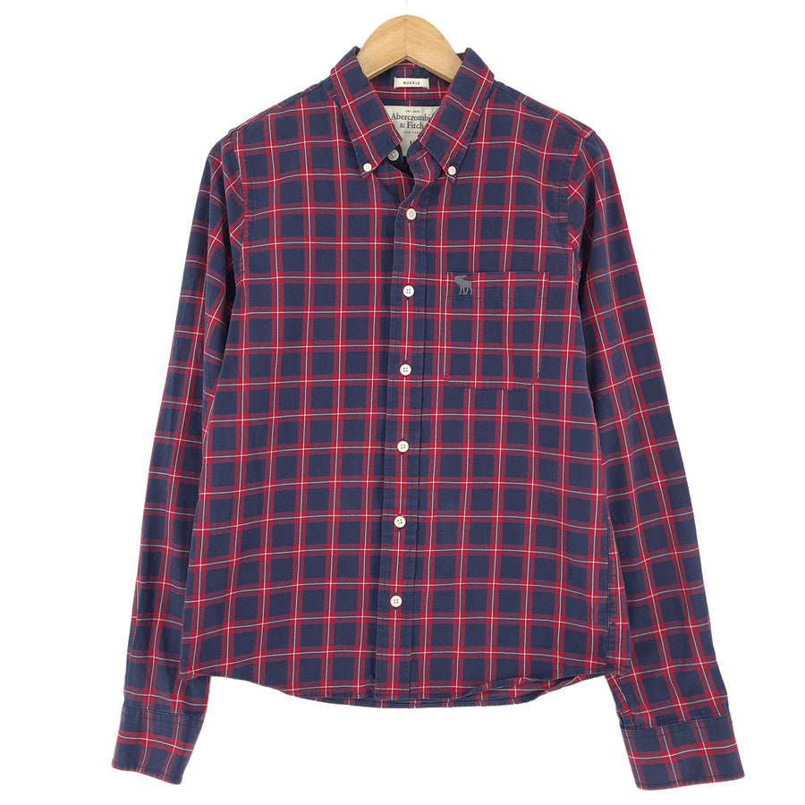 Abercrombie & Fitch Vintage męska koszula w kratę z guzikami dopasowany krój codzienne rozmiar M