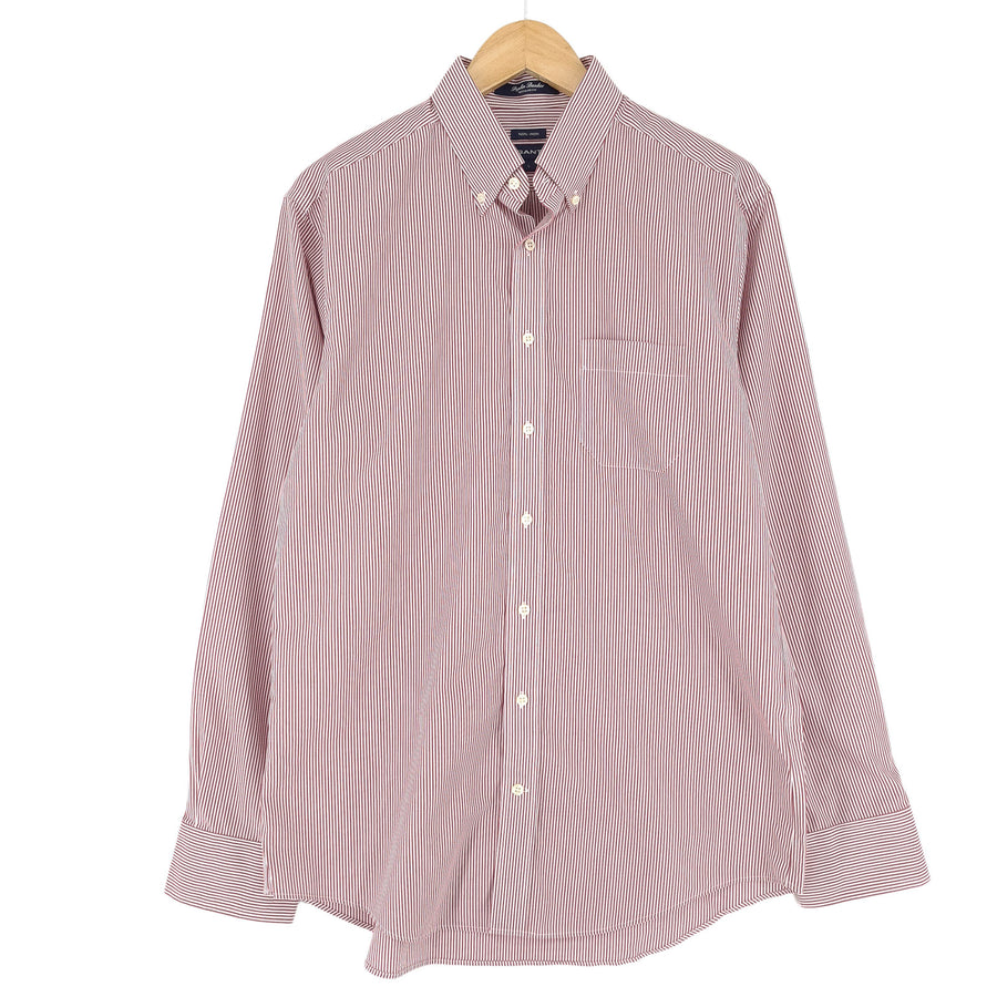 Gant chemise homme bordeaux rayé coton boutonné décontracté quotidien taille L