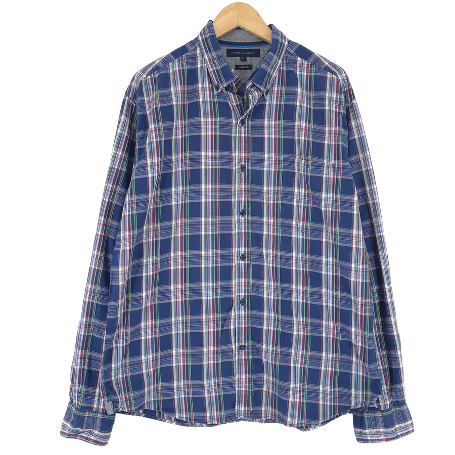 Tommy Hilfiger chemise homme boutonnée en coton à carreaux Vintage décontracté taille XL