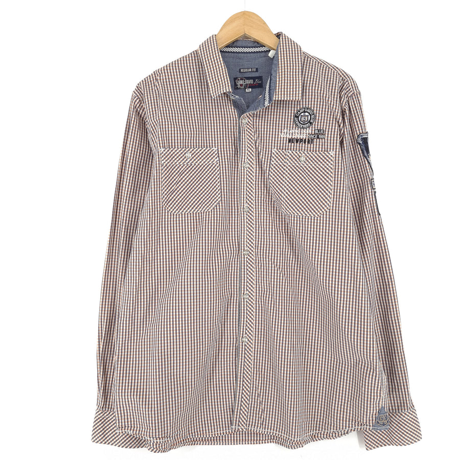 Camp David Vintage chemise homme boutonnée en coton à carreaux décontracté classique taille XL