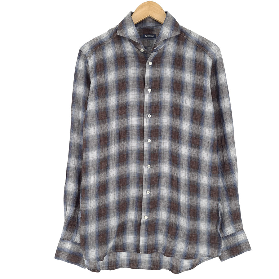 Suitsupply chemise habillée homme à carreaux lin Button Down taille 40 15 3/4