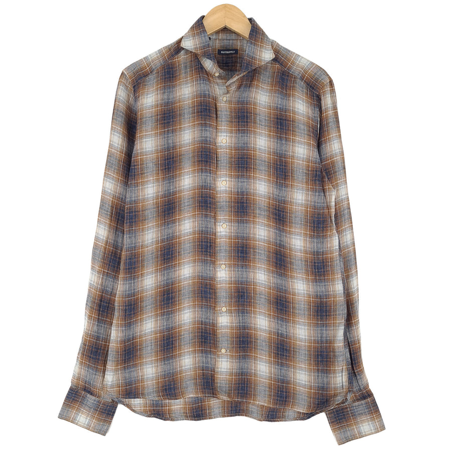 Suitsupply chemise habillée homme à carreaux lin Button Down taille 40 15 3/4