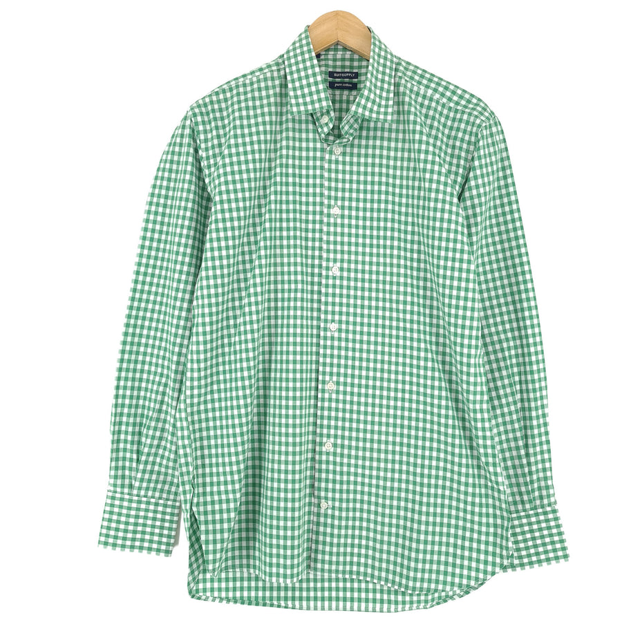 Suitsupply chemise habillée homme vert coton à carreaux business taille 40 15 3/4