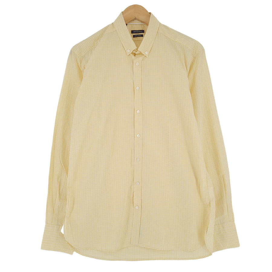 Suitsupply męska koszula elegancka Yellow bawełna w kratę biznesowa rozmiar 40 15 3/4