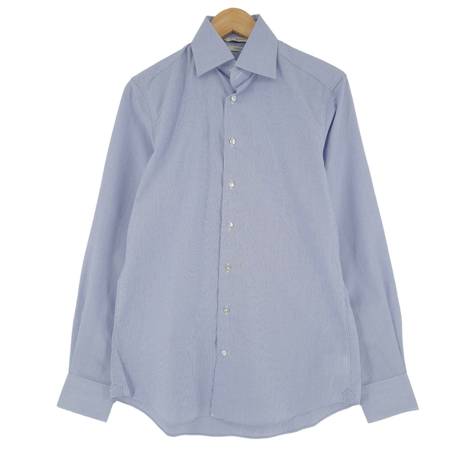 Suitsupply Vintage chemise homme bleu rayé coton boutonné coupe slim décontracté taille 37
