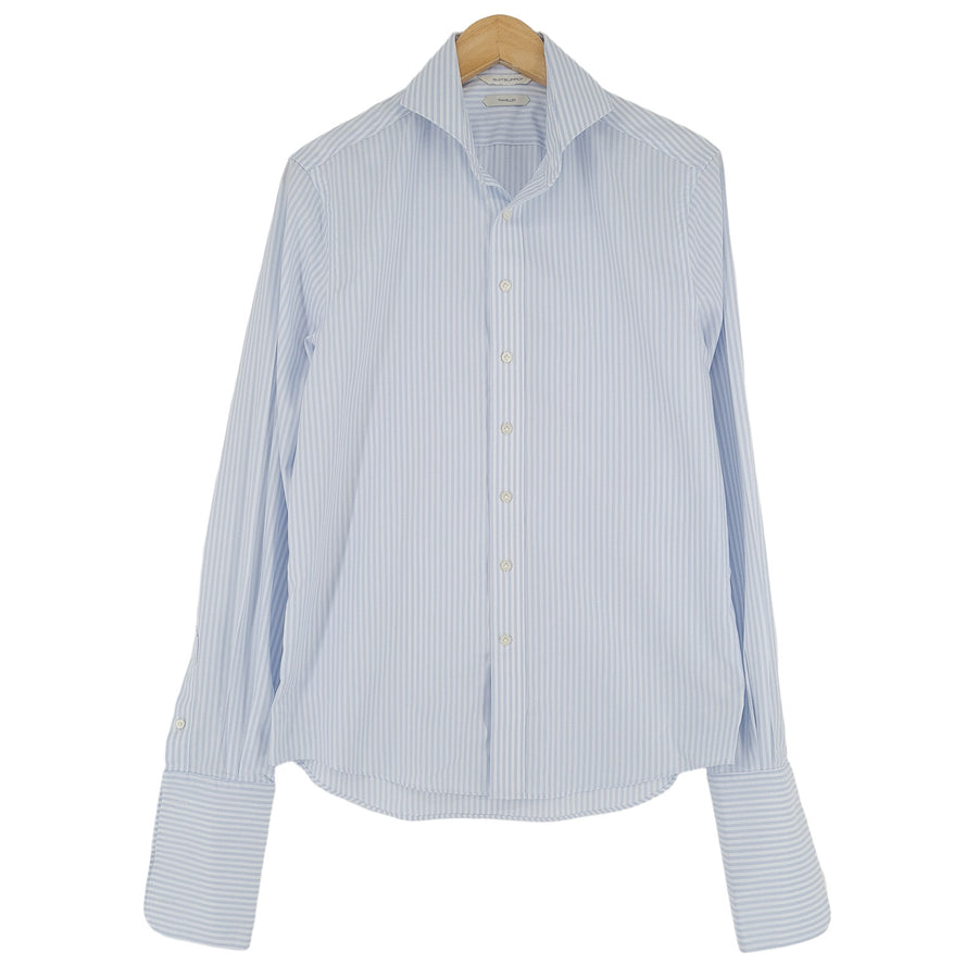 Suitsupply Mens Shirt Blue Striped Button Up Slim Fit Casual Size L 39
