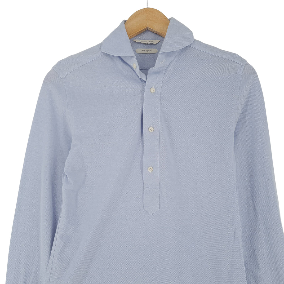 Suitsupply Mens Formal Shirt Blue Cotton Business Slim Fit Size 35 13 3/4, back view, image 2 of 7