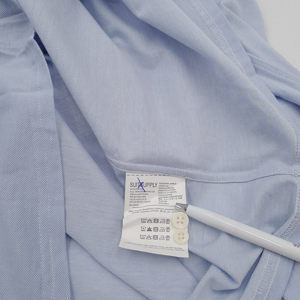 Suitsupply Mens Formal Shirt Blue Cotton Business Slim Fit Size 35 13 3/4, detail view 4, image 6 of 7