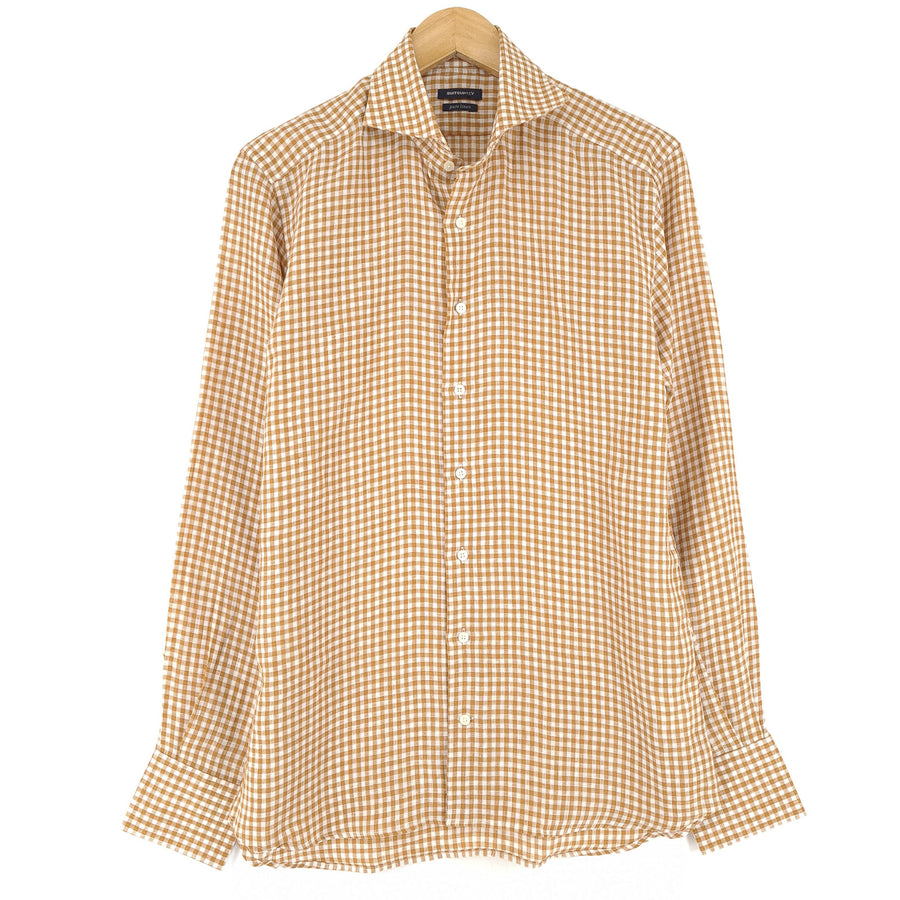 Suitsupply chemise habillée homme doré coton à carreaux business taille 39 15 3/4