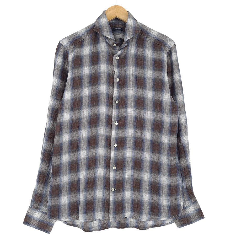 Suitsupply chemise habillée homme à carreaux lin Button Down taille 40 15 3/4