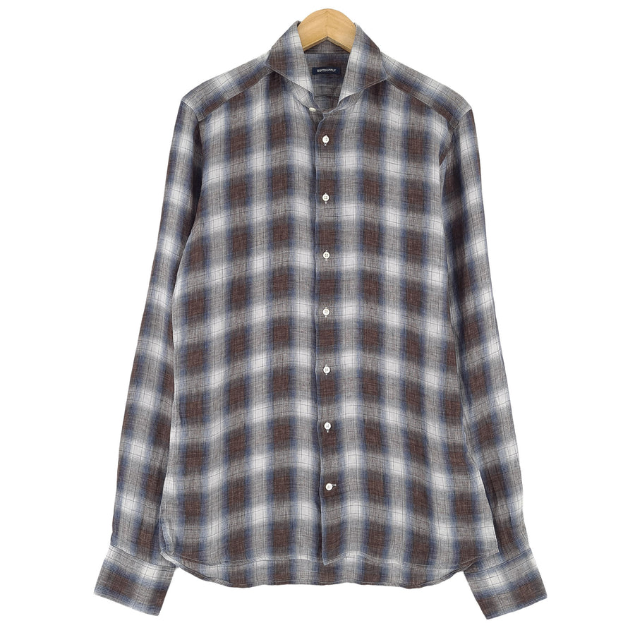 Suitsupply chemise homme à carreaux lin boutonné décontracté classique taille L 40