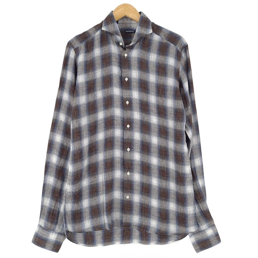 Suitsupply chemise habillée homme à carreaux lin Button Down taille 40 15 3/4