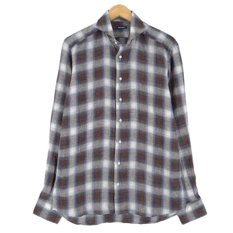 Suitsupply chemise habillée homme à carreaux lin Button Down taille 40 15 3/4