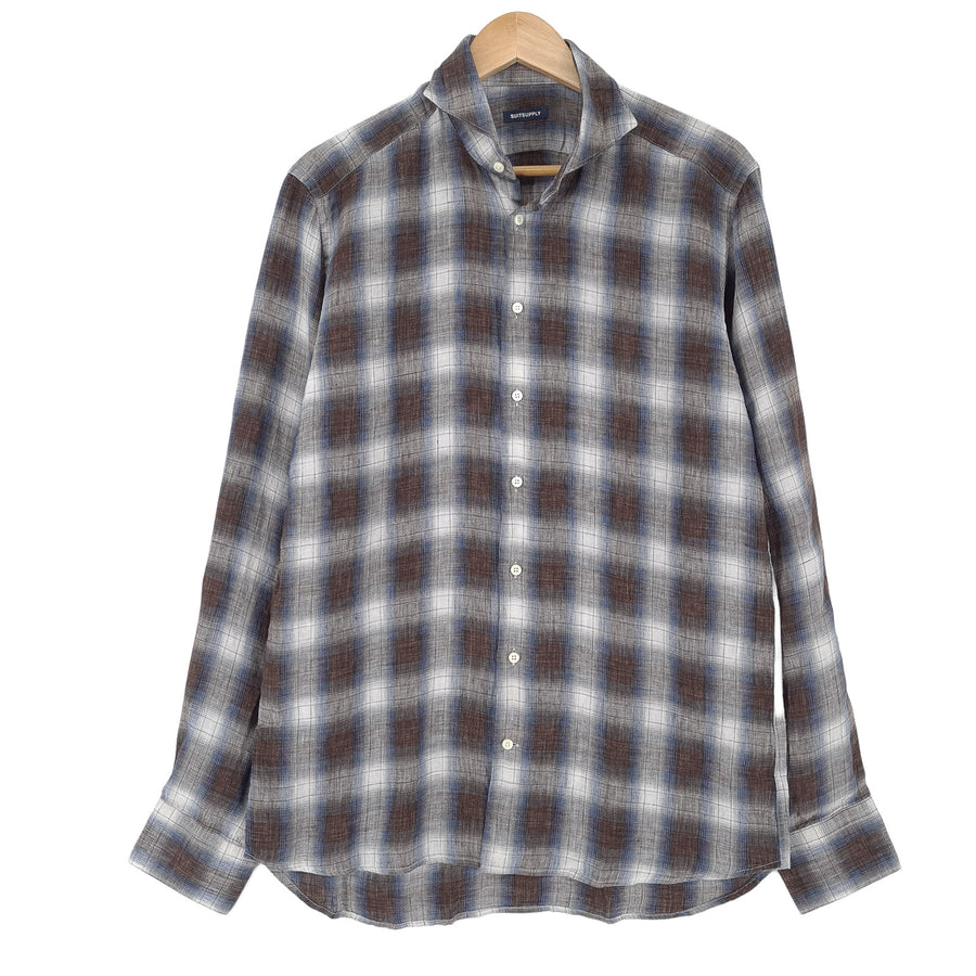 Suitsupply chemise habillée homme à carreaux lin Button Down taille 40 15 3/4