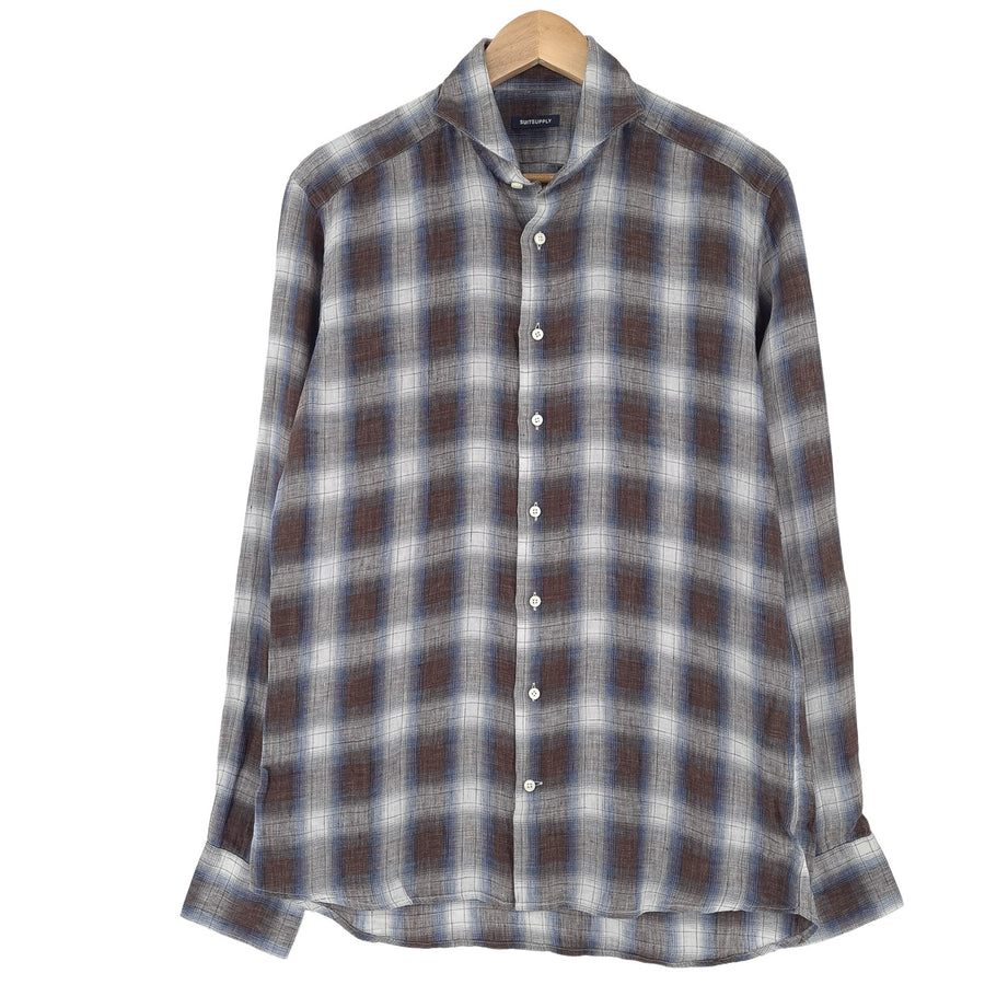Suitsupply chemise habillée homme à carreaux lin Button Down taille 40 15 3/4