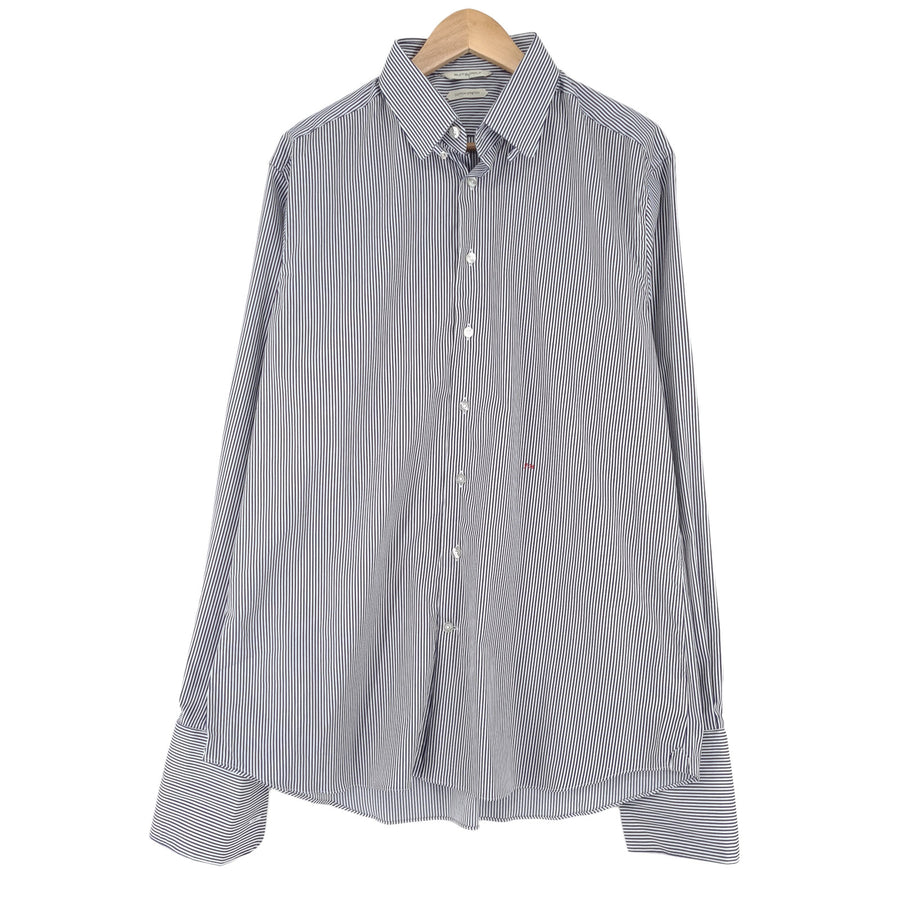Suitsupply chemise homme bleu rayé coton boutonné coupe slim décontracté taille 43