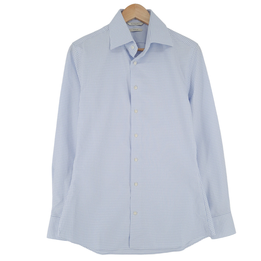 Suitsupply chemise homme bleu coton à carreaux boutonné coupe slim décontracté taille 39