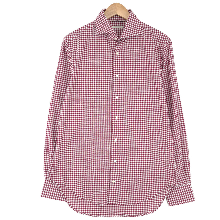 Suitsupply Mens Formal Shirt Red Check Cotton Business Size 40 15 3/4