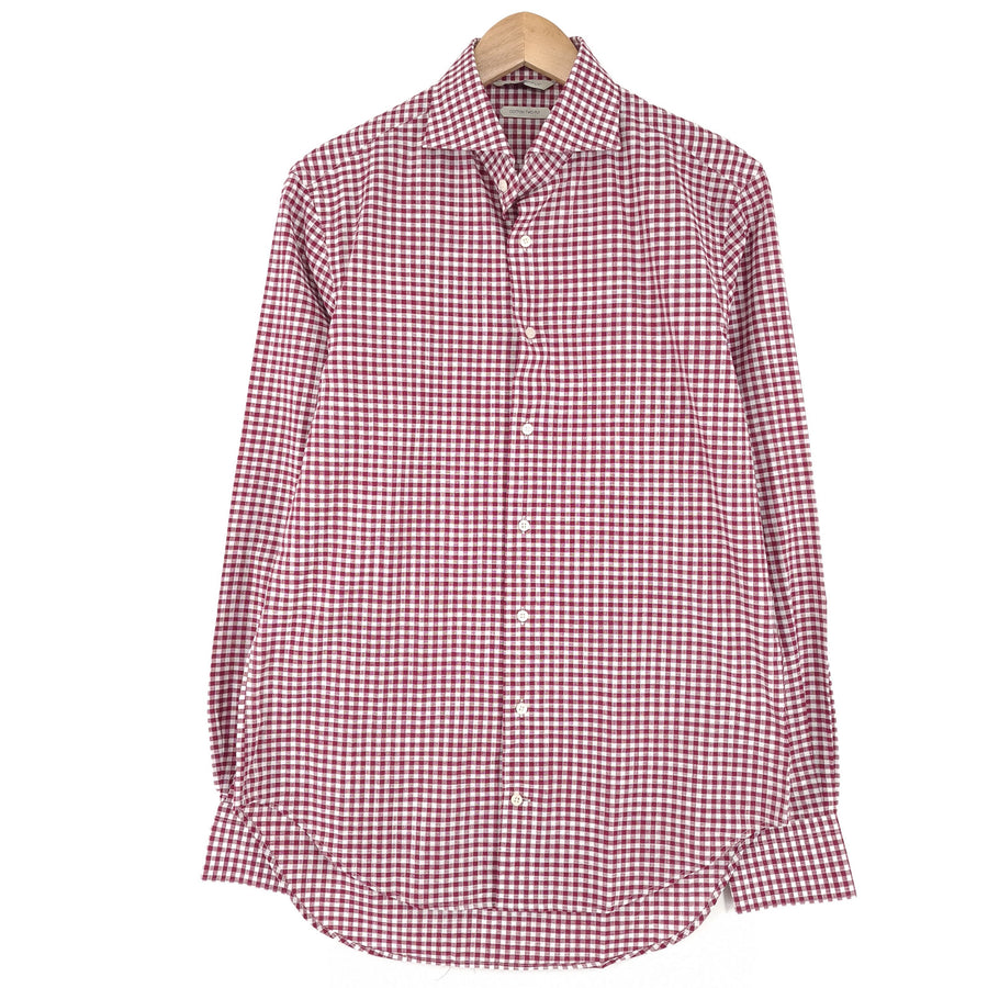Suitsupply Herren-Businesshemd rot karierte Baumwolle Business Größe 39 15 3/4