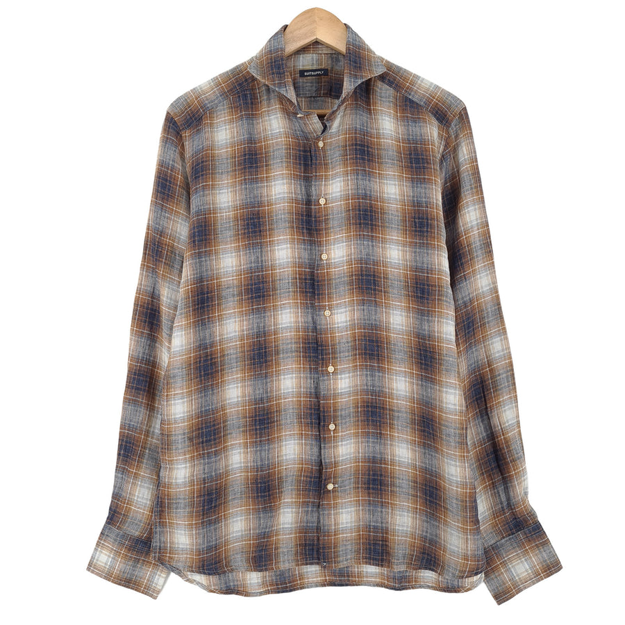 Suitsupply chemise habillée homme à carreaux lin Button Down taille 40 15 3/4