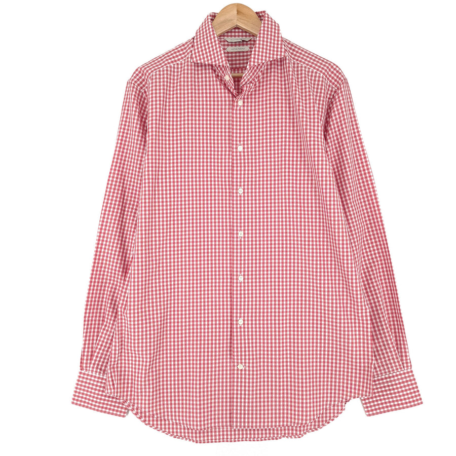 Suitsupply Mens Formal Shirt Red Check Cotton Business Size 16 41