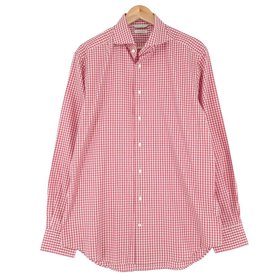Suitsupply Mens Formal Shirt Red Check Cotton Business Size 16 41