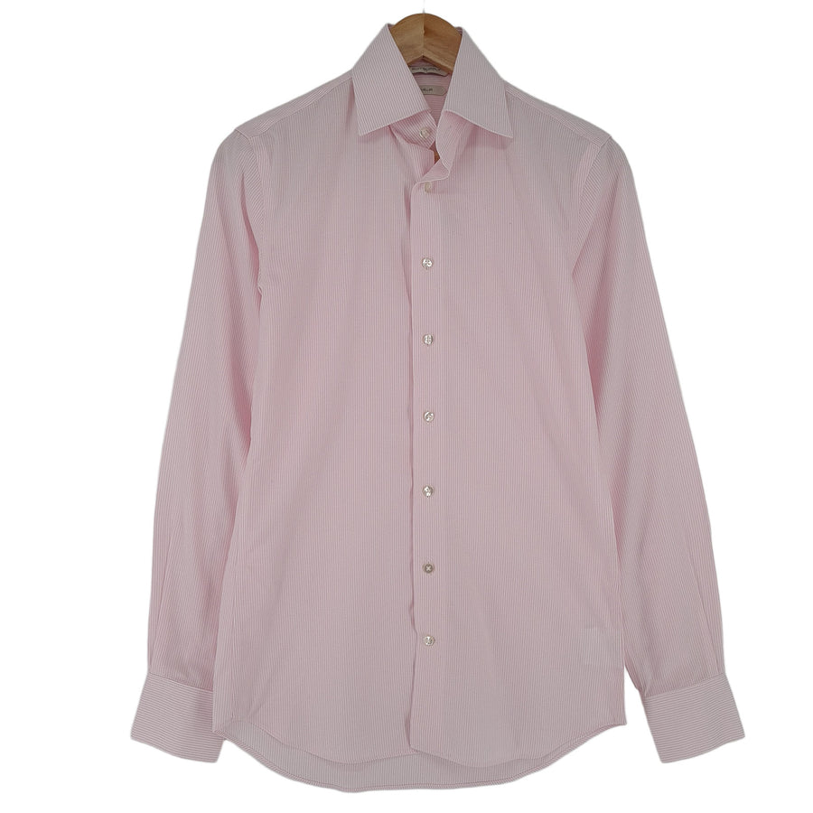 Suitsupply chemise homme Pink rayé coton boutonné coupe slim décontracté taille 35
