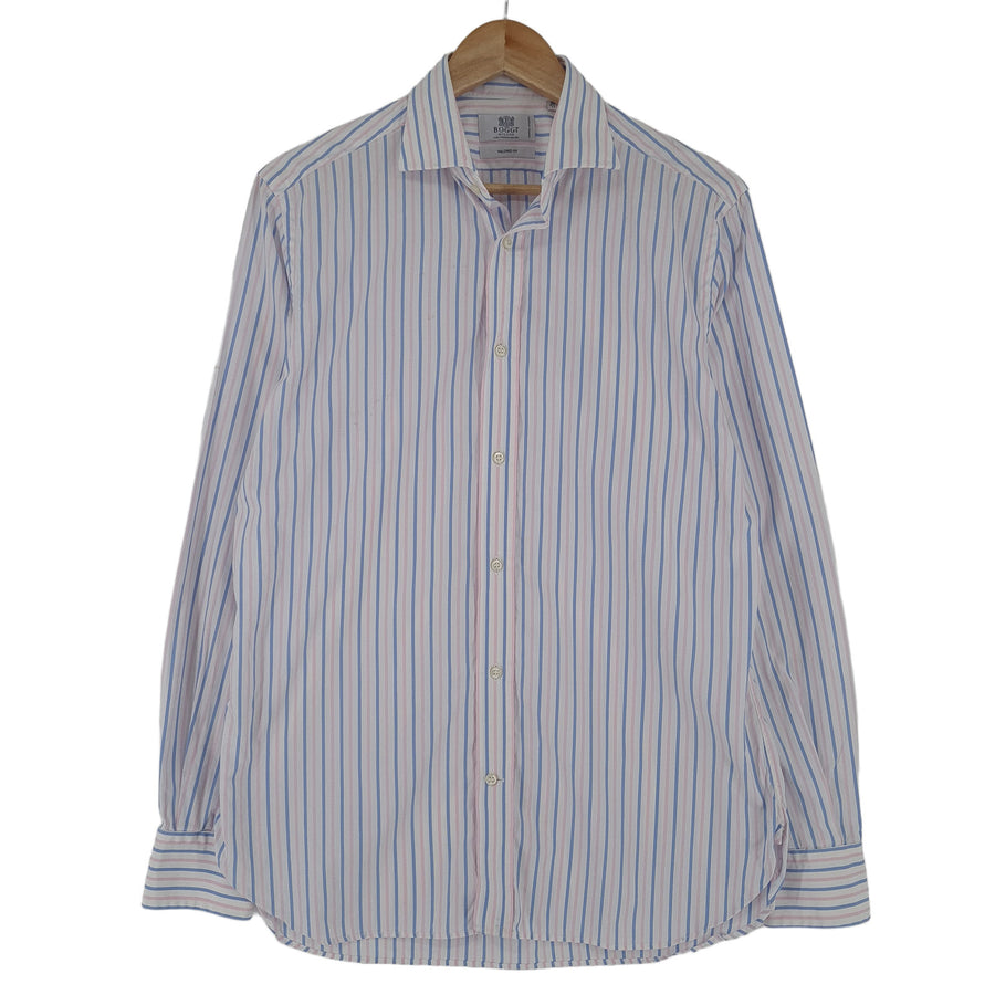Boggi Milano Vintage Herren-Businesshemd gestreift Business tailliert Größe 40 15 3/4