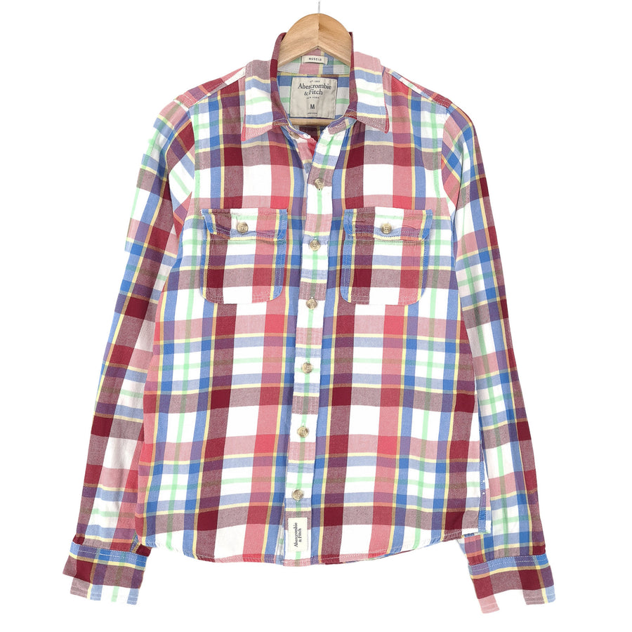 Abercrombie & Fitch Vintage Mens Shirt Plaid Button Up Casual Everyday Size M