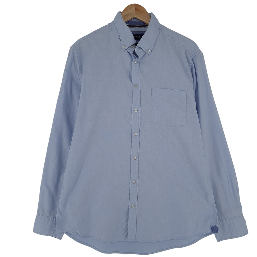 Christian Berg Vintage Mens Shirt Blue Cotton Button Up Casual Everyday Size L