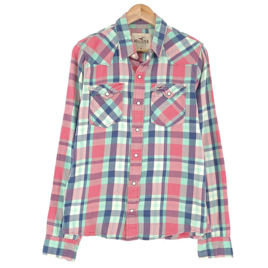 Hollister Vintage chemise homme boutonnée en coton à carreaux décontracté quotidien classique taille M