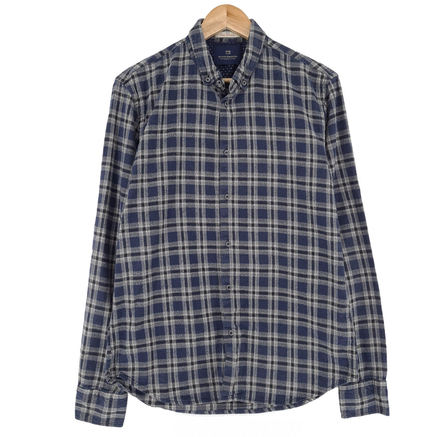 Scotch & Soda Vintage chemise homme boutonnée en coton à carreaux décontracté quotidien taille L