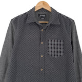 Desigual Vintage Mens Shirt Grey Geo Cotton Button Up Casual Everyday Size S, back view, image 2 of 8