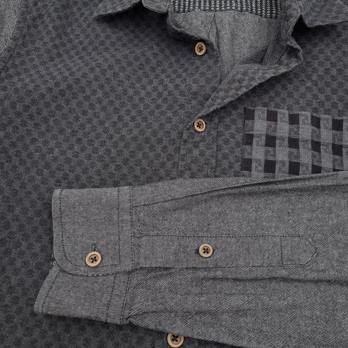 Desigual Vintage Mens Shirt Grey Geo Cotton Button Up Casual Everyday Size S, detail view 6, image 8 of 8