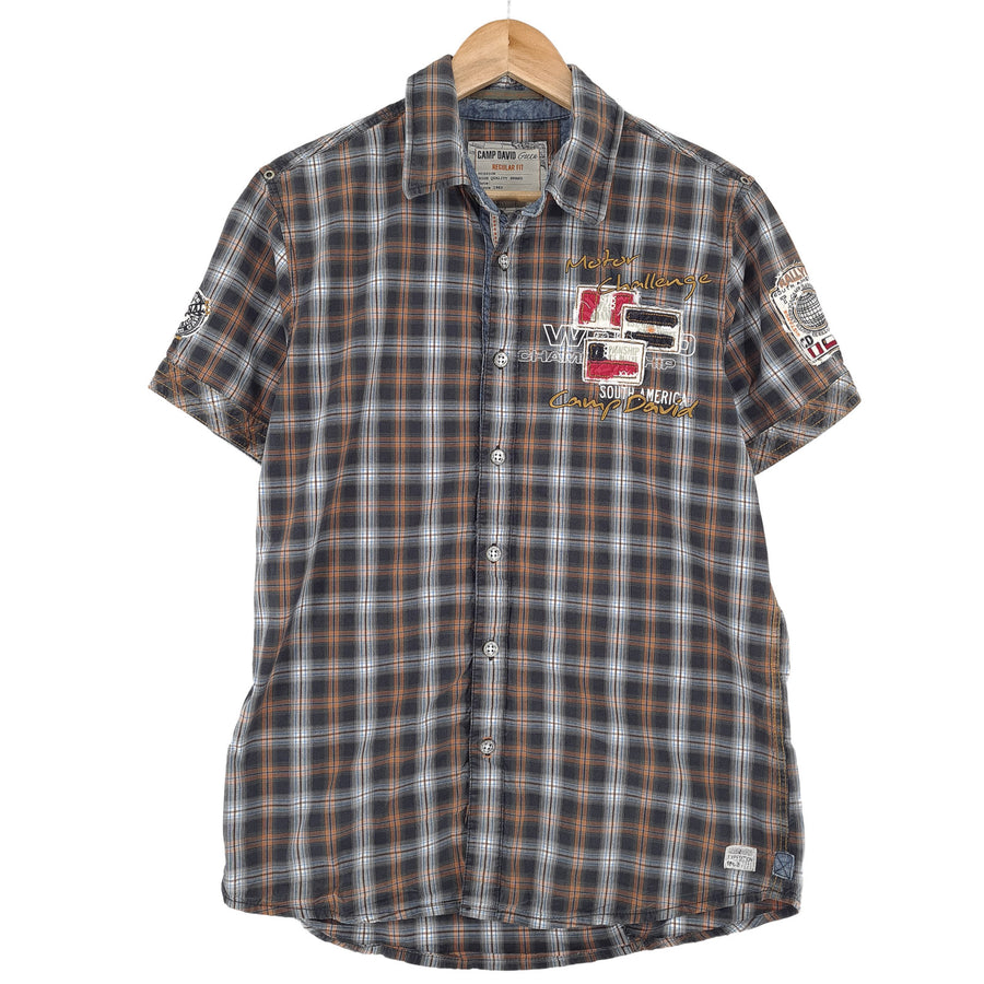 Camp David Vintage Mens Shirt Plaid Cotton Button Up Casual Everyday Classic Size S