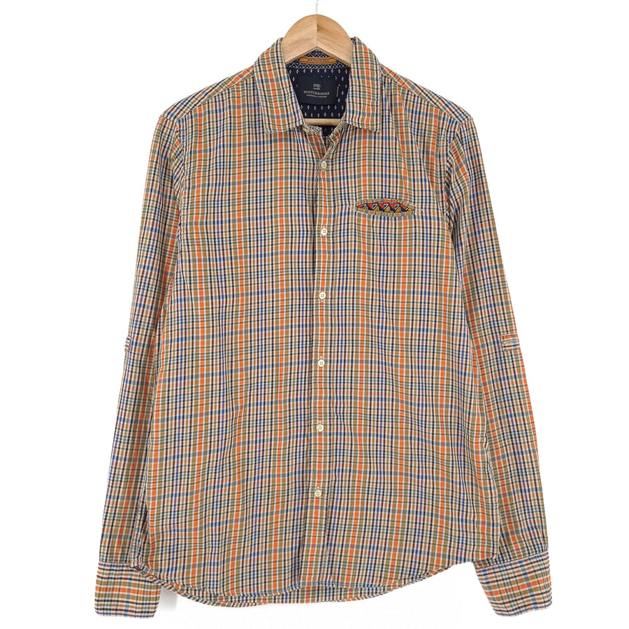 Scotch & Soda Vintage chemise homme boutonnée en coton à carreaux décontracté quotidien taille M