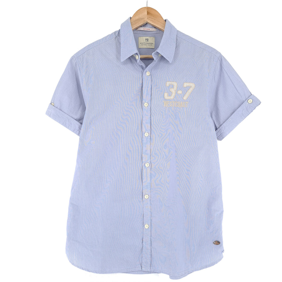Scotch & Soda Vintage chemise homme bleu rayé coton boutonné décontracté taille M