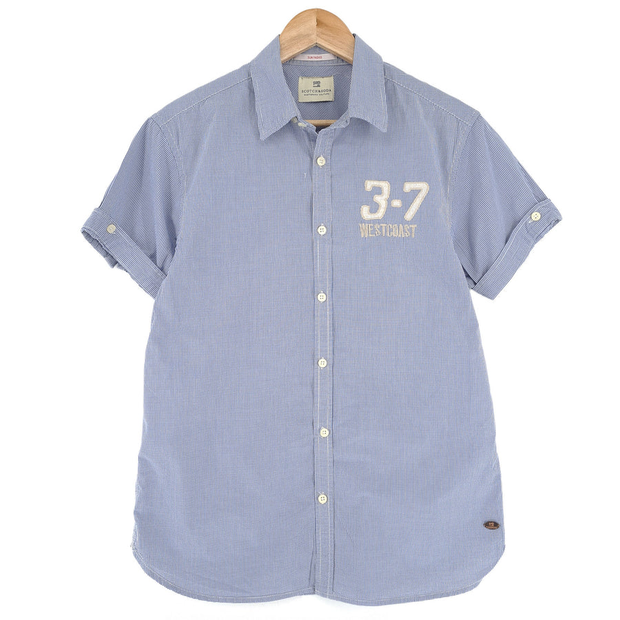 Scotch & Soda Vintage chemise homme bleu à carreaux boutonné décontracté quotidien taille M