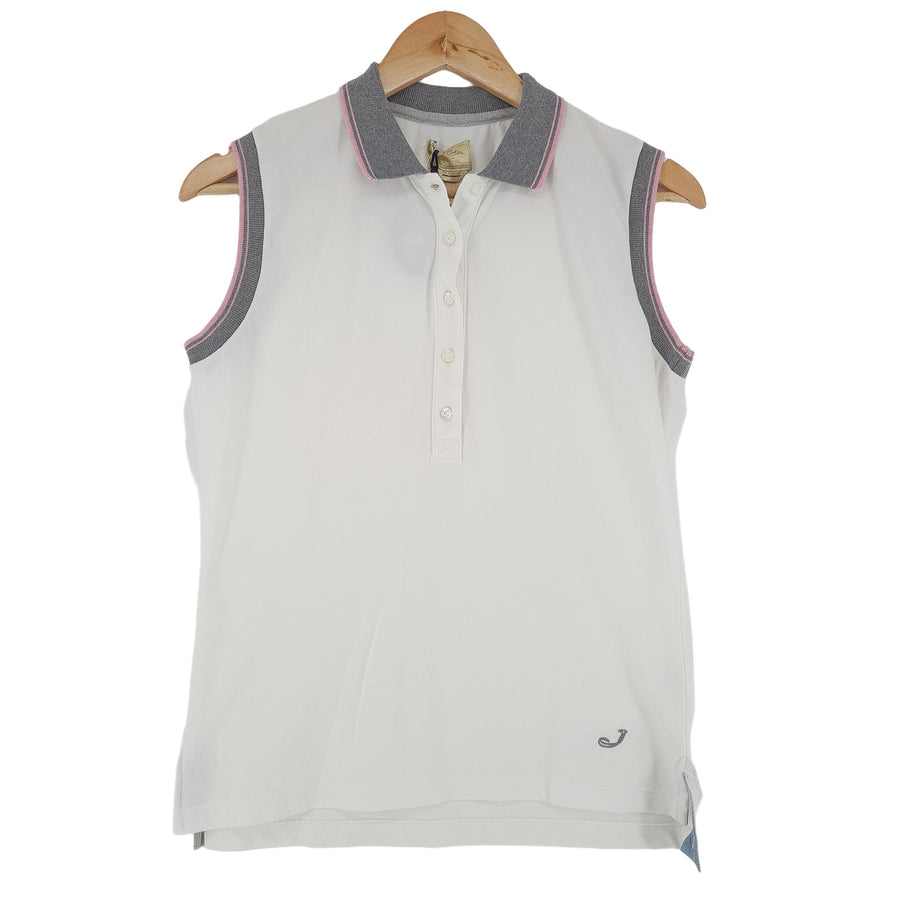 Jacob Cohen koszulka polo biała bawełna codzienne Collar sportowy Golf Damskie rozmiar L