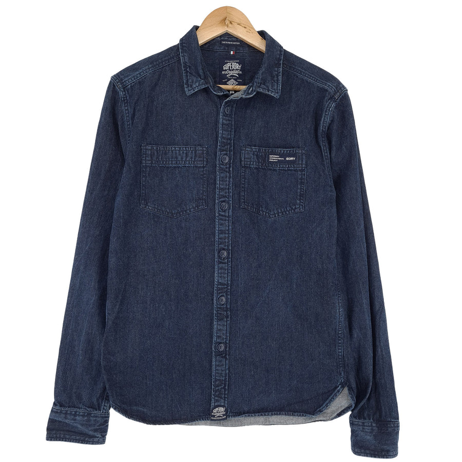 Superdry Vintage Homme denim chemise coton bleu boutonné décontracté quotidien taille M