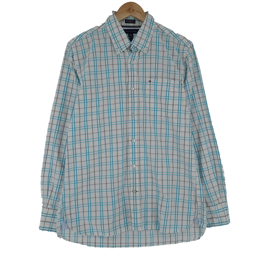 Tommy Hilfiger Vintage chemise homme boutonnée en coton à carreaux ajusté décontracté taille M