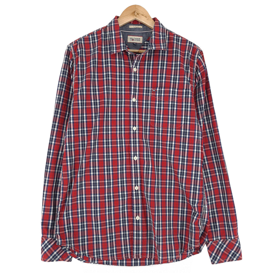 Tommy Hilfiger Vintage chemise homme boutonnée en coton à carreaux coupe slim décontracté taille M