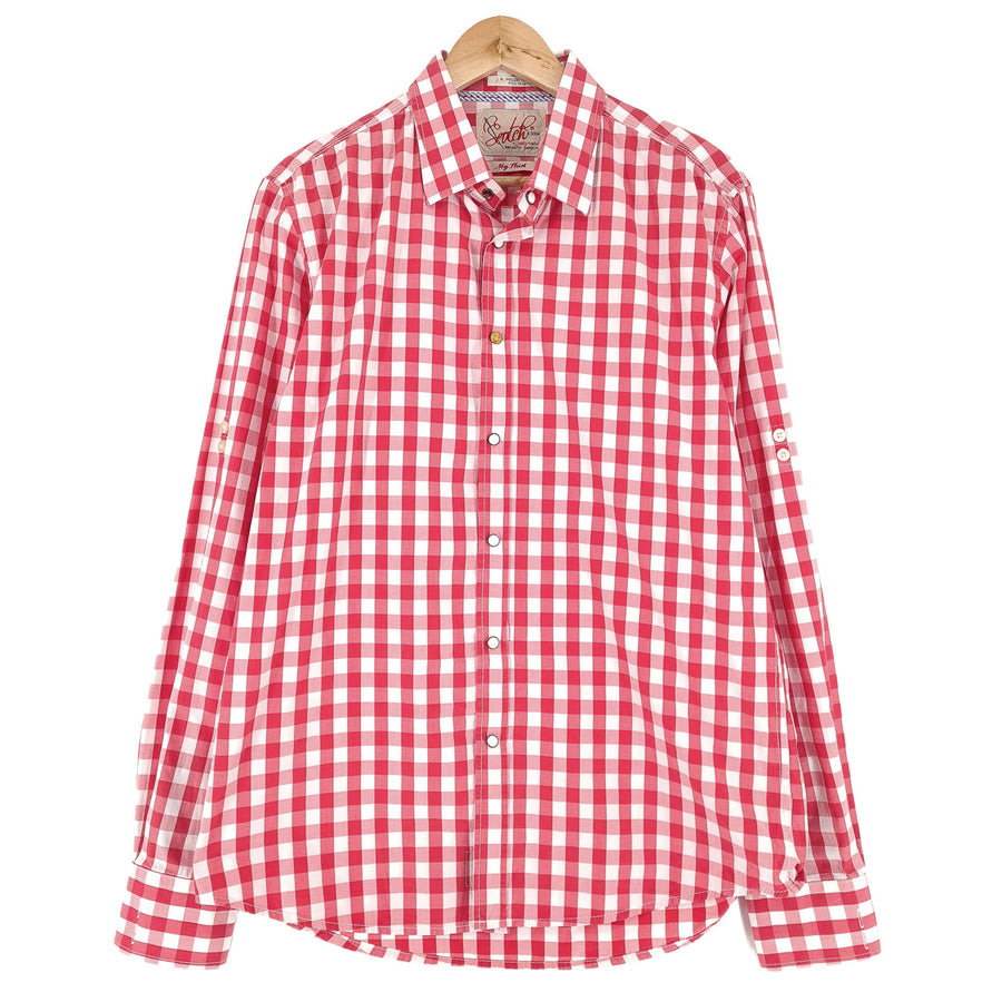 Scotch & Soda Vintage chemise homme rouge coton à carreaux boutonné décontracté quotidien taille XL