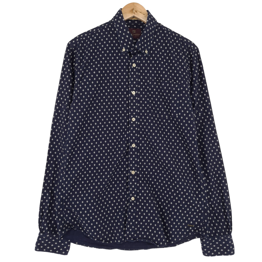 Scotch & Soda Vintage chemise homme bleu géométrique coton boutonné décontracté quotidien taille L
