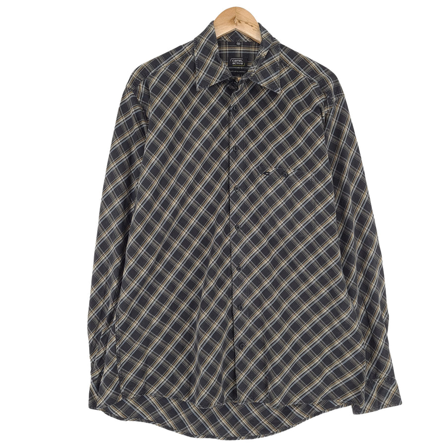 Camel Active Vintage Mens Shirt Plaid Cotton Button Up Casual Everyday Size M
