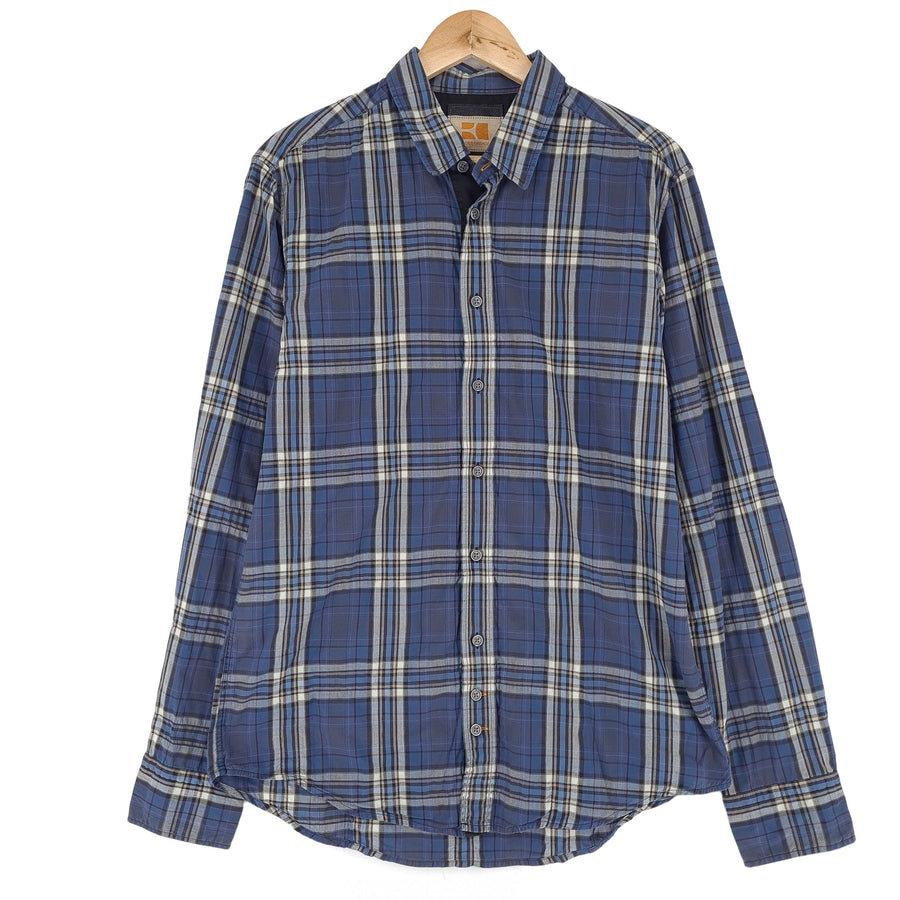 Hugo Boss Mens Shirt Plaid Button Up Casual Everyday Classic Size L